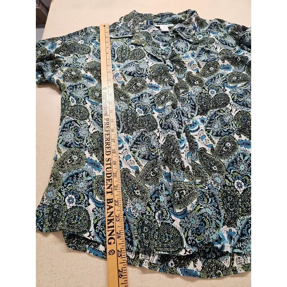 Vintage Japna Size Large Top and Medium Skirt Suit Paisley Boho Black Blue Green